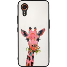 Samsung Galaxy XCover 7 Case Hülle - Silikon schwarz Pink Girafe Paint