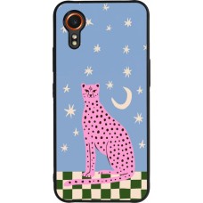 Coque Samsung Galaxy XCover 7 - Silicone rigide noir Pink leopard with stars 2026