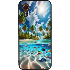 Coque Samsung Galaxy XCover 7 - Silicone rigide noir Plage Paradis