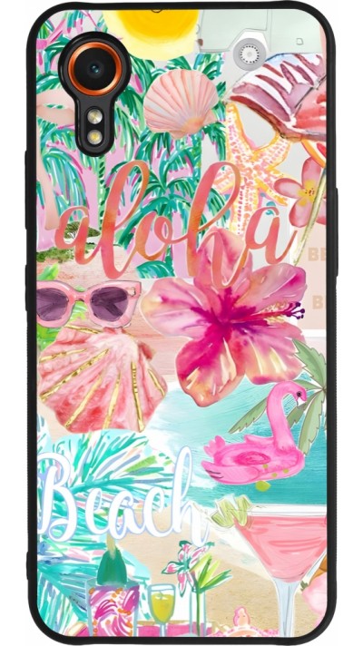 Coque Samsung Galaxy XCover 7 - Silicone rigide noir Preppy Collage Aloha