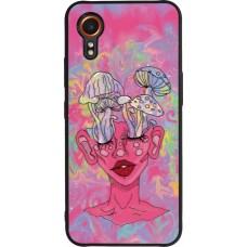 Coque Samsung Galaxy XCover 7 - Silicone rigide noir Psychedelic pink mushroom