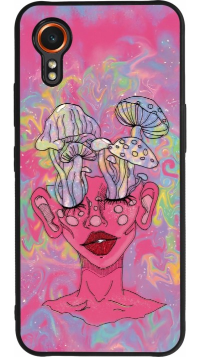 Coque Samsung Galaxy XCover 7 - Silicone rigide noir Psychedelic pink mushroom