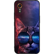 Coque Samsung Galaxy XCover 7 - Silicone rigide noir Red Blue Cat Glasses