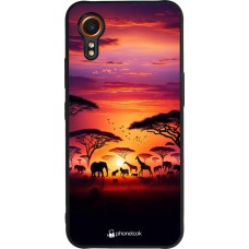 Coque Samsung Galaxy XCover 7 - Silicone rigide noir Safari sunset wildlife