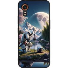 Coque Samsung Galaxy XCover 7 - Silicone rigide noir Samurai Katana Lune