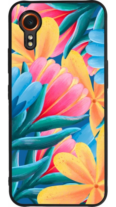 Coque Samsung Galaxy XCover 7 - Silicone rigide noir Spring 23 colorful flowers