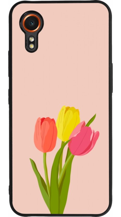 Coque Samsung Galaxy XCover 7 - Silicone rigide noir Spring 23 tulip trio