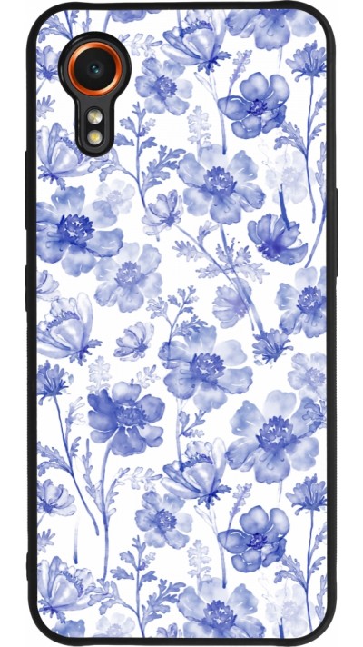 Coque Samsung Galaxy XCover 7 - Silicone rigide noir Spring 23 watercolor blue flowers