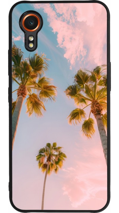 Coque Samsung Galaxy XCover 7 - Silicone rigide noir Summer 2025 Palmiers