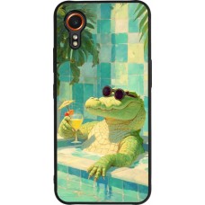 Samsung Galaxy XCover 7 Case Hülle - Silikon schwarz Crocodile in the swimming pool Summer 2026