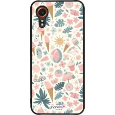 Samsung Galaxy XCover 7 Case Hülle - Silikon schwarz Sommer Pink Muster