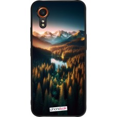 Coque Samsung Galaxy XCover 7 - Silicone rigide noir Sunset Forest Lake