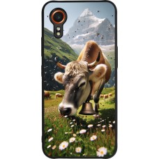 Coque Samsung Galaxy XCover 7 - Silicone rigide noir Vache montagne Valais