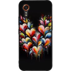 Samsung Galaxy XCover 7 Case Hülle - Silikon schwarz Valentin 2024 Schwarzes Herz Abstrakt