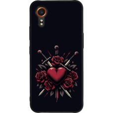 Coque Samsung Galaxy XCover 7 - Silicone rigide noir Valentine 2024 gothic love