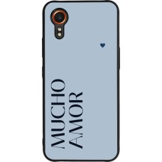 Coque Samsung Galaxy XCover 7 - Silicone rigide noir Valentine 2024 mucho amor azul