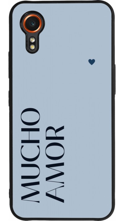 Coque Samsung Galaxy XCover 7 - Silicone rigide noir Valentine 2024 mucho amor azul