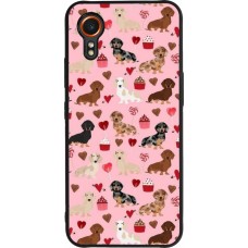 Coque Samsung Galaxy XCover 7 - Silicone rigide noir Valentine 2024 puppy love