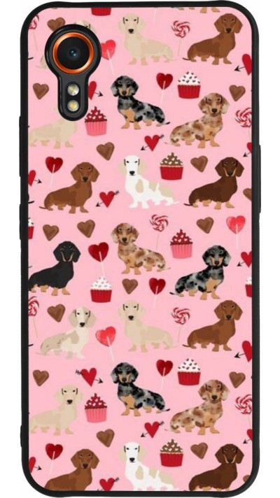 Coque Samsung Galaxy XCover 7 - Silicone rigide noir Valentine 2024 puppy love