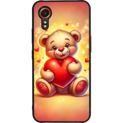 Coque Samsung Galaxy XCover 7 - Silicone rigide noir Valentine 2024 Teddy love