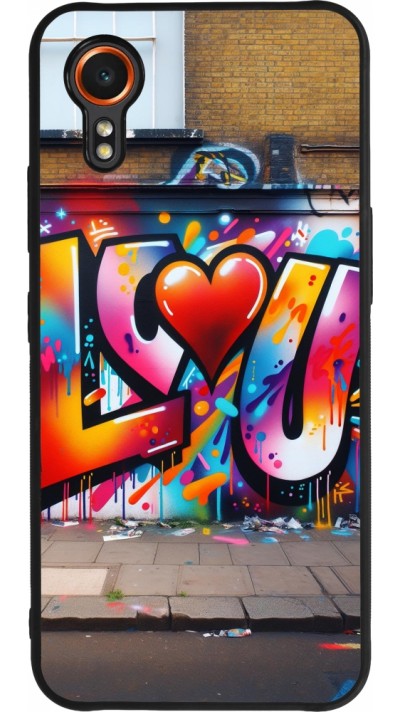 Coque Samsung Galaxy XCover 7 - Silicone rigide noir Valentine 2025 Love U Tag