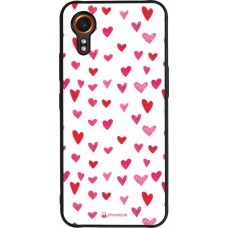 Coque Samsung Galaxy XCover 7 - Silicone rigide noir Valentine 2022 Many pink hearts