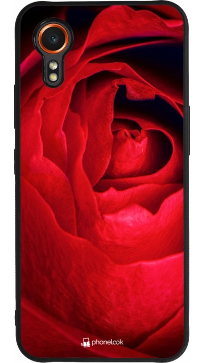 Coque Samsung Galaxy XCover 7 - Silicone rigide noir Valentine 2022 Rose