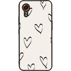 Coque Samsung Galaxy XCover 7 - Silicone rigide noir Valentine 2023 minimalist hearts