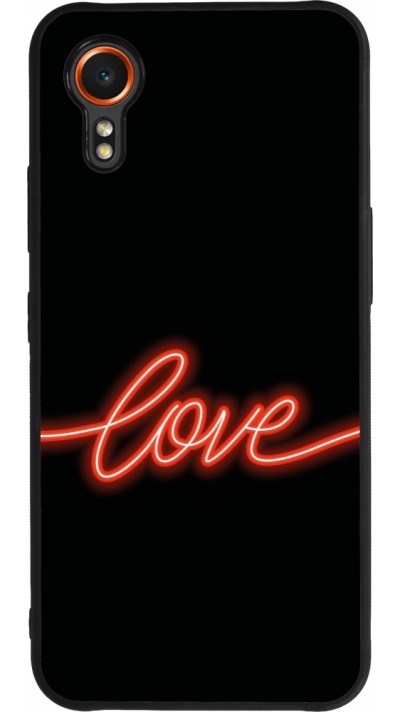 Coque Samsung Galaxy XCover 7 - Silicone rigide noir Valentine 2023 neon love