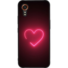 Coque Samsung Galaxy XCover 7 - Silicone rigide noir Valentine 2023 single neon heart