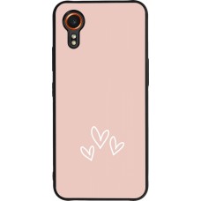 Coque Samsung Galaxy XCover 7 - Silicone rigide noir Valentine 2023 three minimalist hearts
