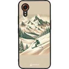 Coque Samsung Galaxy XCover 7 - Silicone rigide noir Vintage Ski Mountain