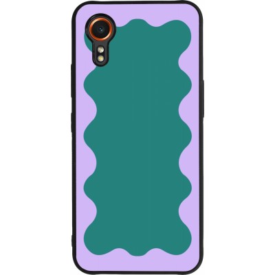 Coque Samsung Galaxy XCover 7 - Silicone rigide noir Wavy Rectangle Green Purple
