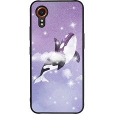 Coque Samsung Galaxy XCover 7 - Silicone rigide noir Whale in sparking stars