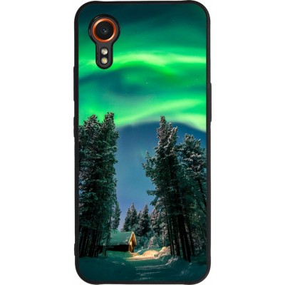 Coque Samsung Galaxy XCover 7 - Silicone rigide noir Winter 22 Northern Lights