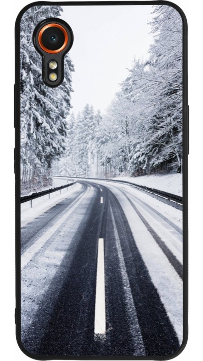 Coque Samsung Galaxy XCover 7 - Silicone rigide noir Winter 22 Snowy Road