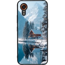 Coque Samsung Galaxy XCover 7 - Silicone rigide noir Winter 25 Winter house forest day
