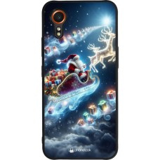 Coque Samsung Galaxy XCover 7 - Silicone rigide noir Noël 2023 Père Noël enchanté