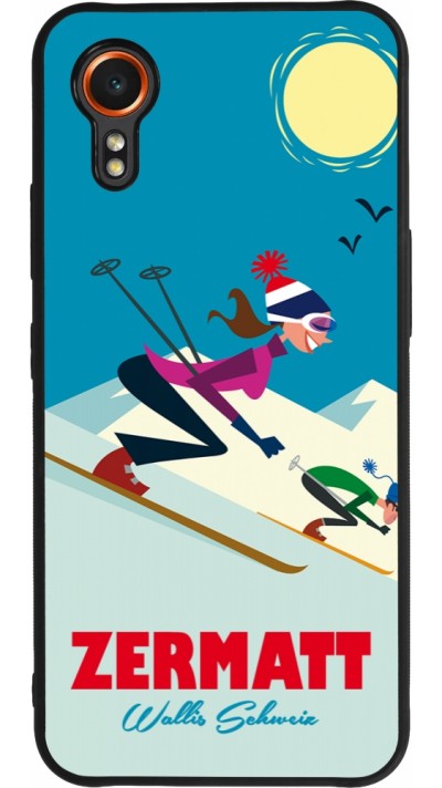 Coque Samsung Galaxy XCover 7 - Silicone rigide noir Zermatt Ski Downhill