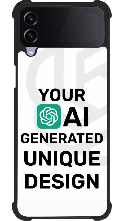 Coque Samsung Galaxy Z Flip3 5G - Silicone rigide noir 100% unique générée par intelligence artificielle (AI) avec vos idées