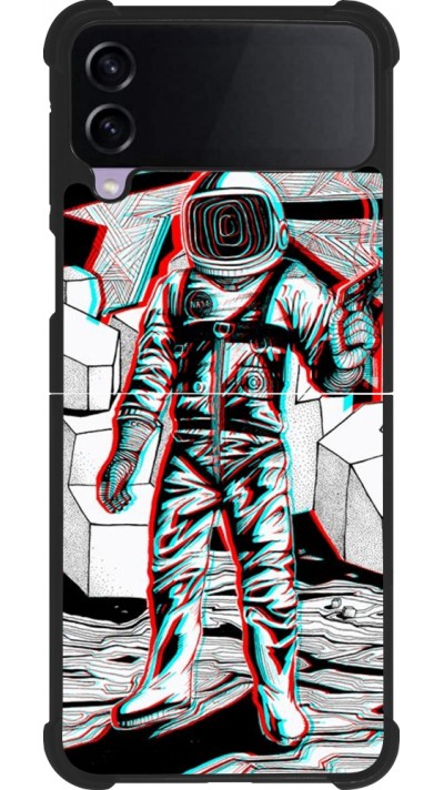 Coque Samsung Galaxy Z Flip3 5G - Silicone rigide noir Anaglyph Astronaut