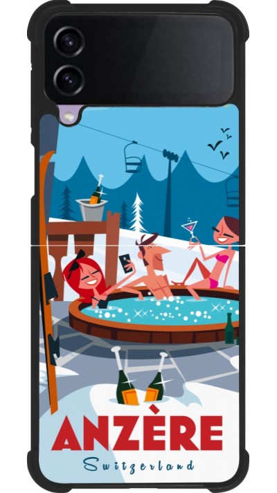 Coque Samsung Galaxy Z Flip3 5G - Silicone rigide noir Anzère Mountain Jacuzzi