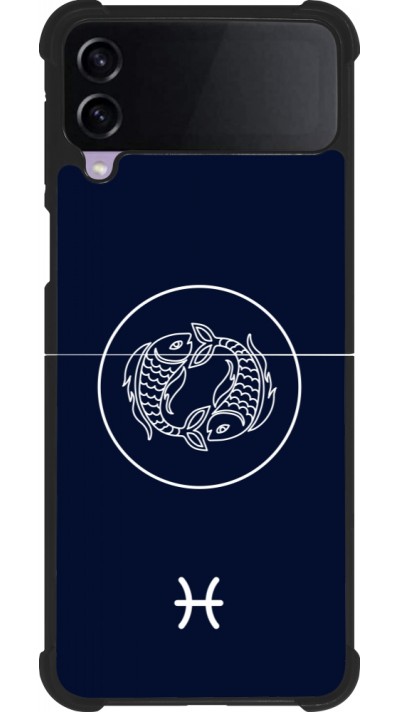 Coque Samsung Galaxy Z Flip3 5G - Silicone rigide noir Astrologie Poissons