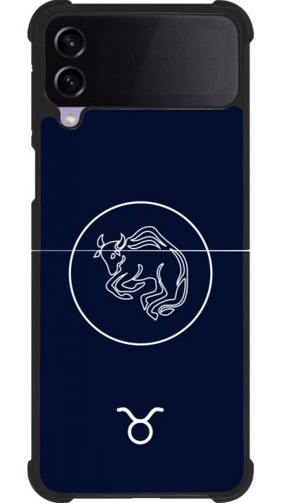 Coque Samsung Galaxy Z Flip3 5G - Silicone rigide noir Astrologie Taureau