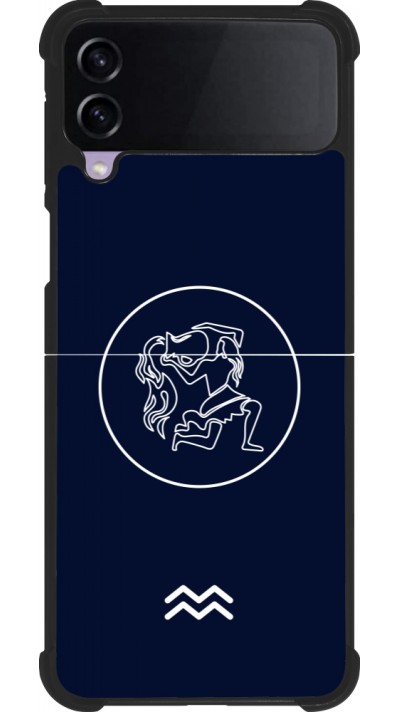 Coque Samsung Galaxy Z Flip3 5G - Silicone rigide noir Astrologie Verseau