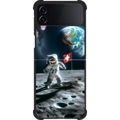 Samsung Galaxy Z Flip3 5G Case Hülle - Silikon schwarz Astro Schweiz auf dem Mond