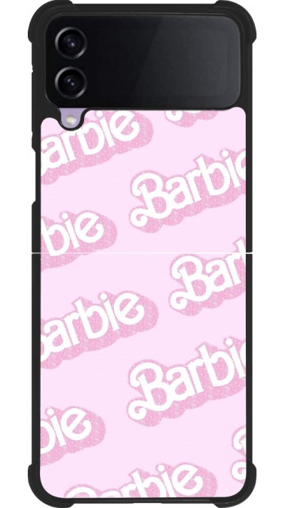 Coque Samsung Galaxy Z Flip3 5G - Silicone rigide noir Barbie light pink pattern