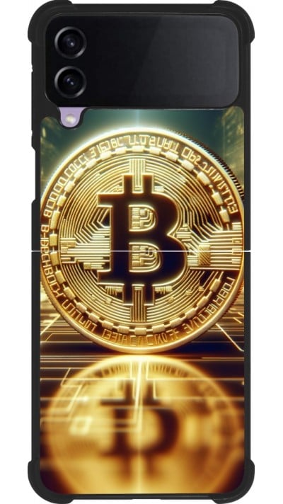 Coque Samsung Galaxy Z Flip3 5G - Silicone rigide noir Bitcoin Standing