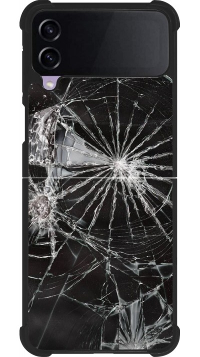Coque Samsung Galaxy Z Flip3 5G - Silicone rigide noir Broken Screen