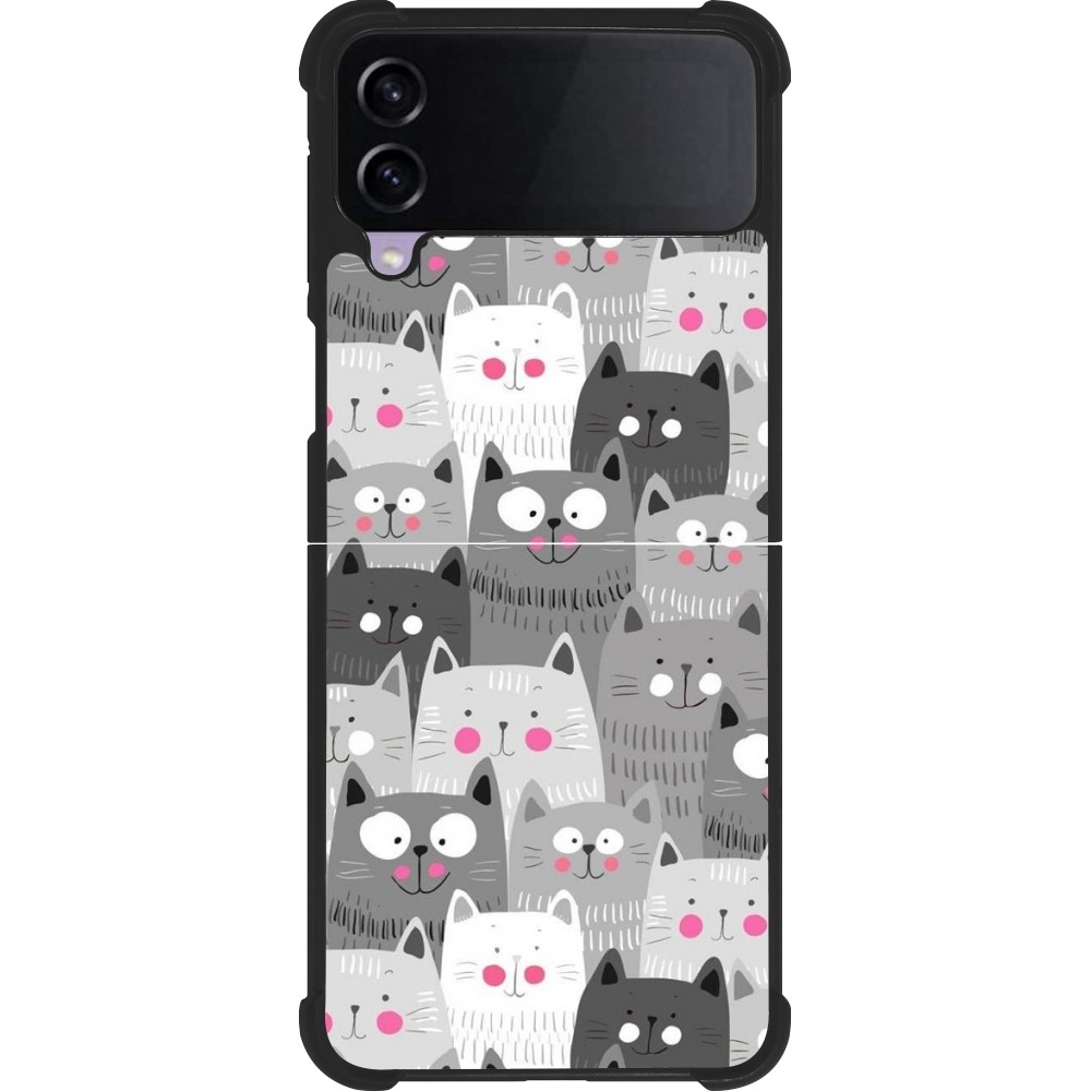Samsung Galaxy Z Flip3 5G Case Hülle - Silikon schwarz Katzenschwärme